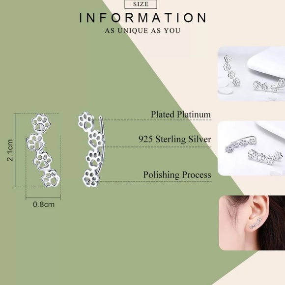 925 Silver Pawprint Earrings - Picture 4 of 4